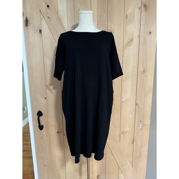 Eileen Fisher | Black T Shirt Dress with Pockets | Size Small S/P - Picture 1 of 11